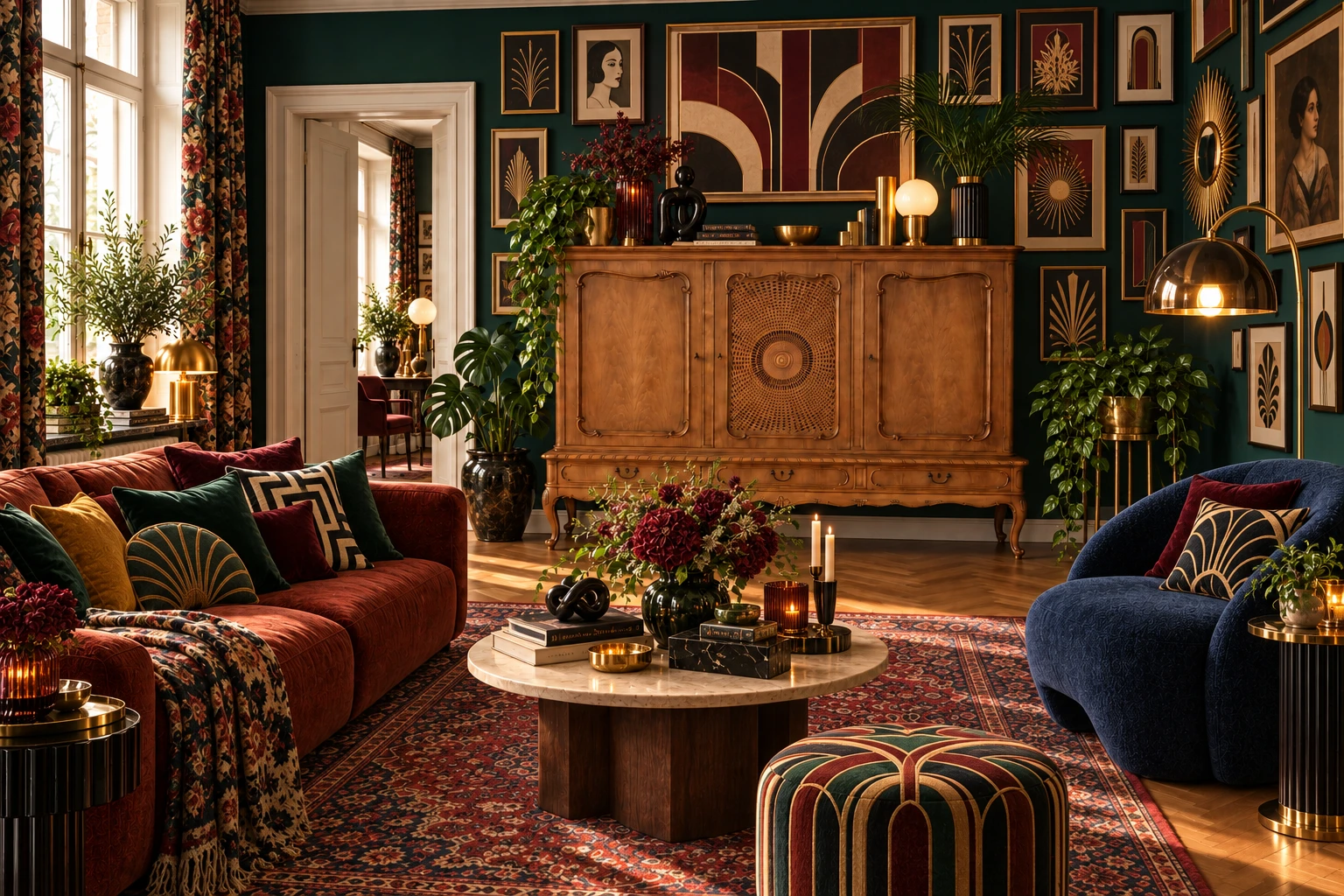 Art Deco trifft Traditional im Wohnzimmer
