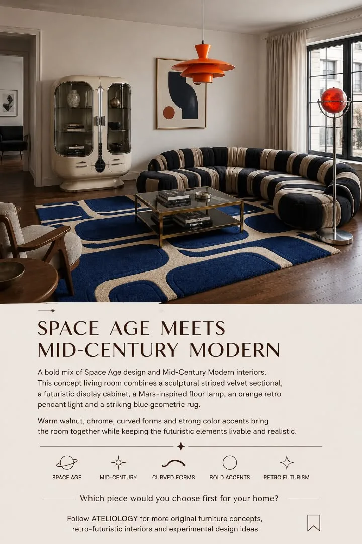 Space Age trifft Mid-Century: Wohnzimmer-Ideen
