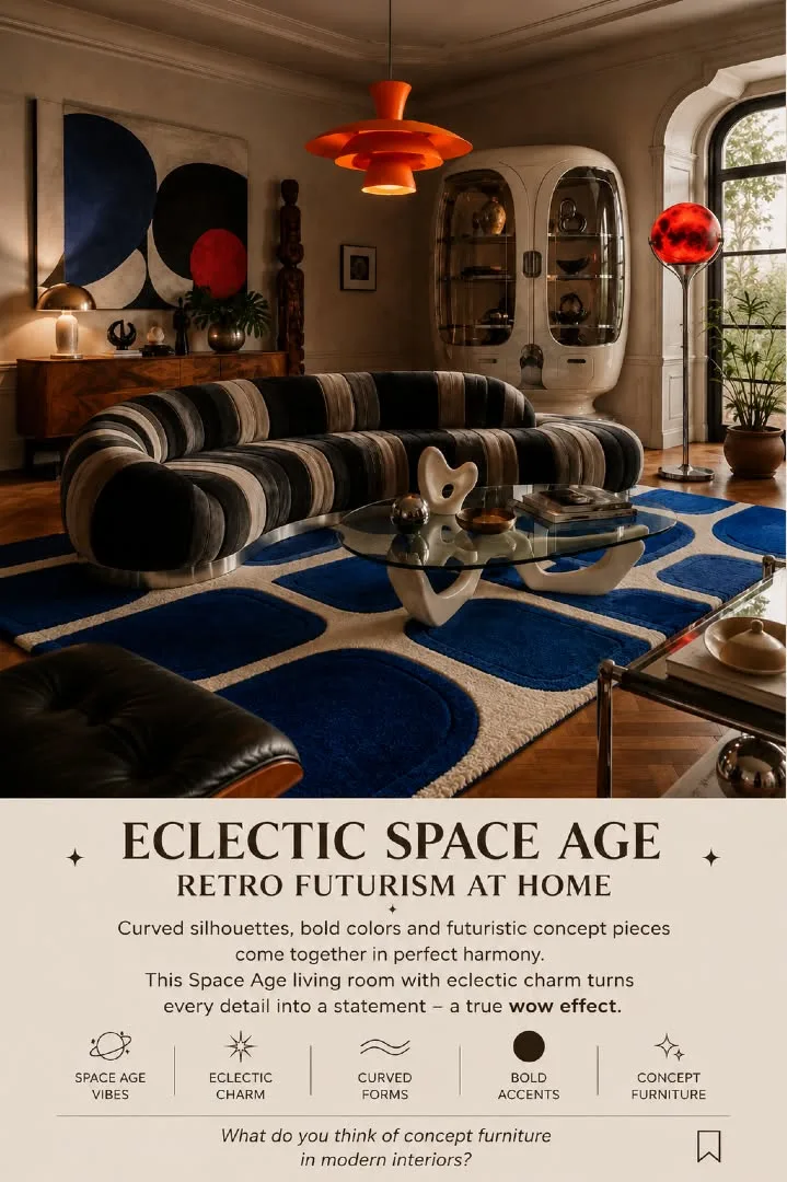 Space-Age-Wohnzimmer: ein futuristischer Einrichtungstraum