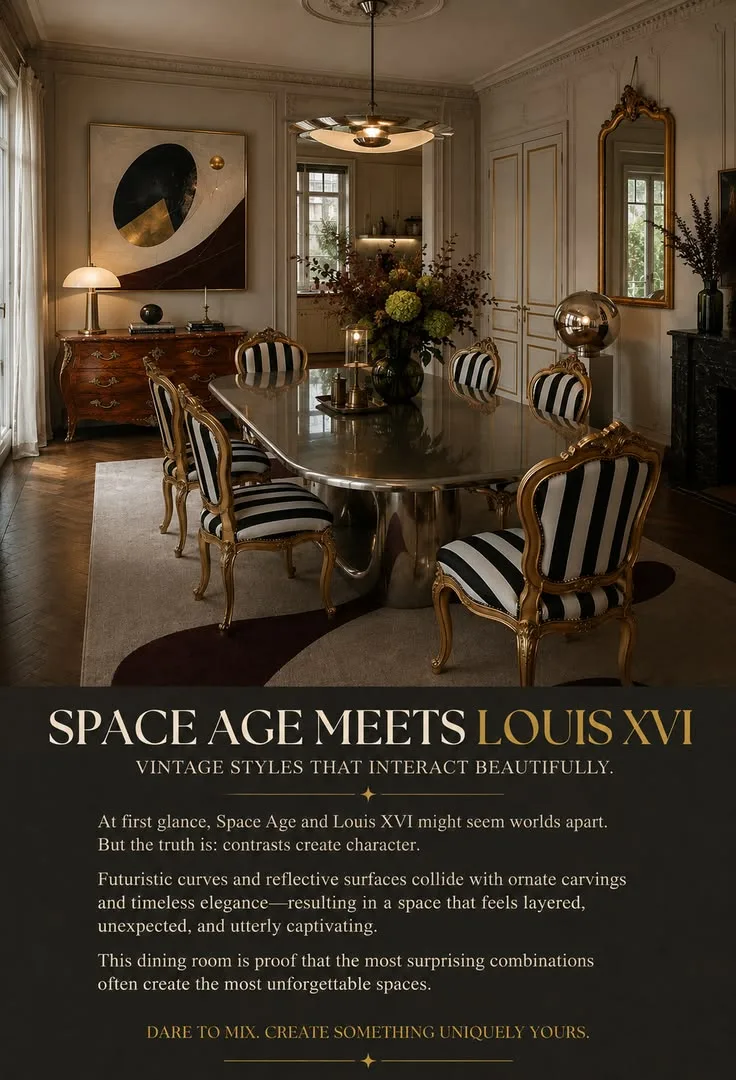 Space Age trifft Louis XVI: Esszimmer-Idee